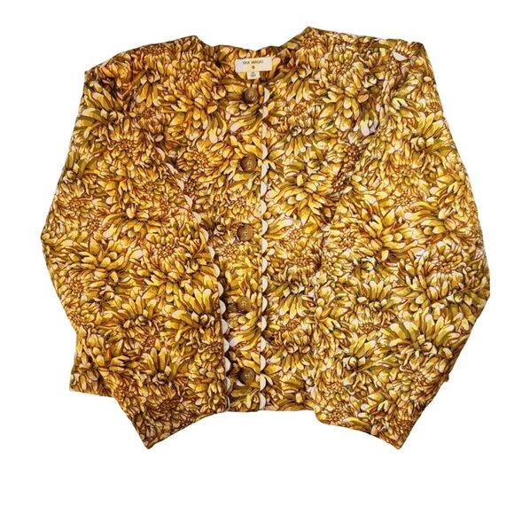 Kika Vargas Womens Floral Quilted Jacket With Button Front & Scalloped Edges Siz - Picture 2 of 8